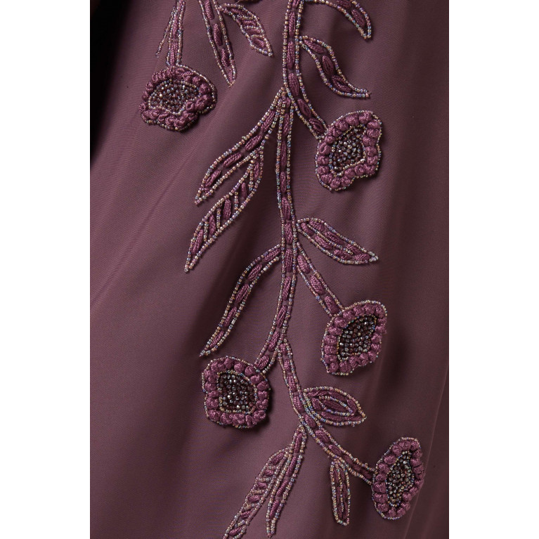 Rauaa Official - 3D Thread & Bead Embellished Abaya Purple
