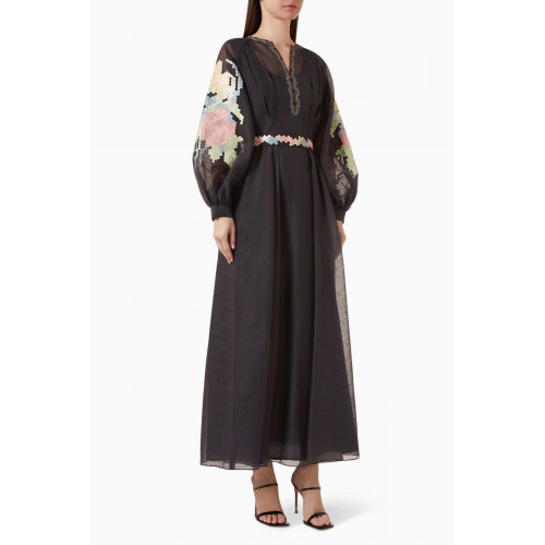 Pankaj & Nidhi - Rike Sequin-embellished Maxi Dress in Poly Luster Black
