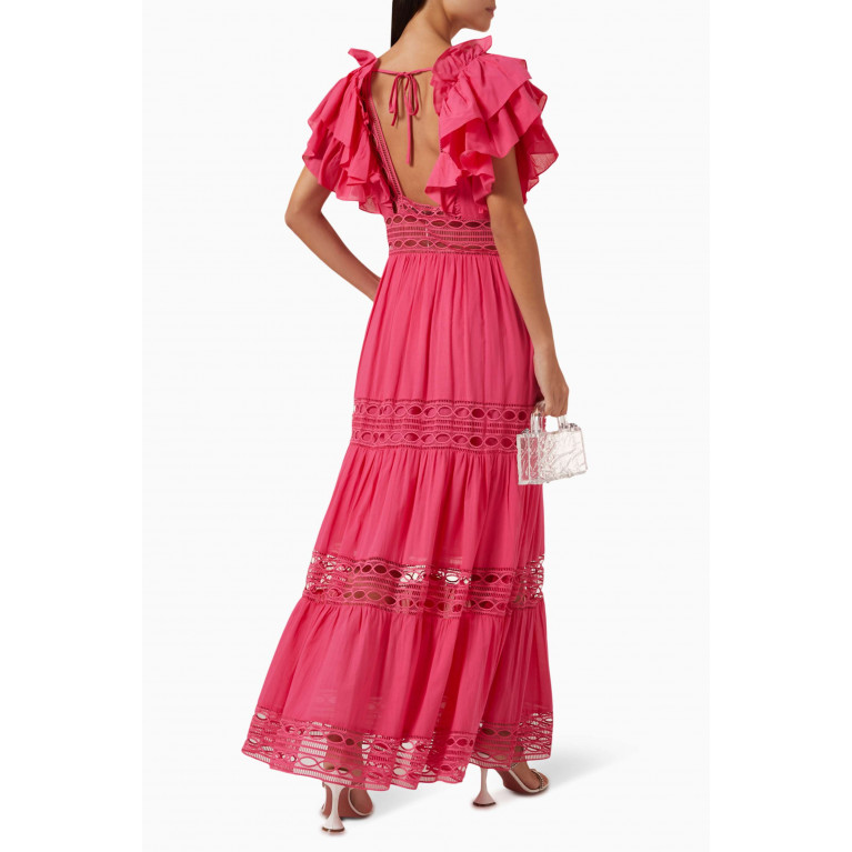 Serpil - Ruffle Tiered Maxi Dress in Cotton Pink