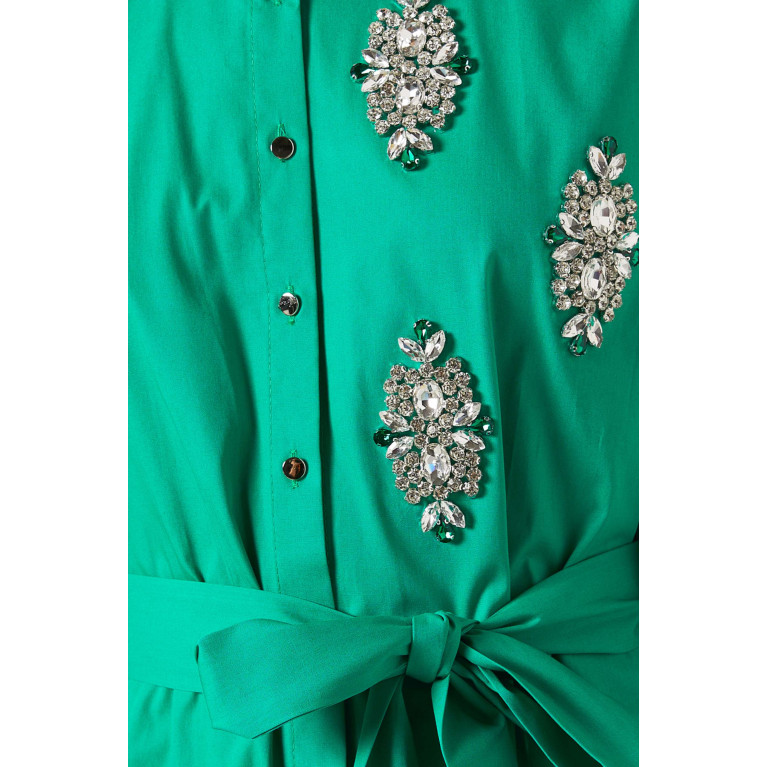 Serpil - Tie-up Shirt Midi Dress Green