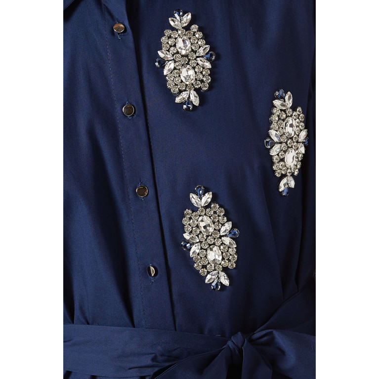 Serpil - Tie-up Shirt Midi Dress Blue