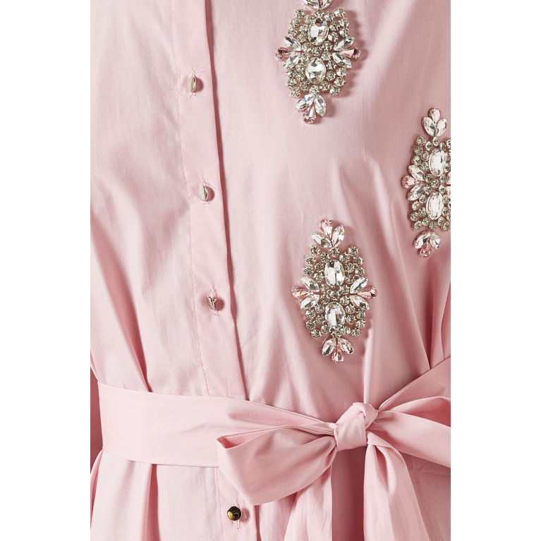 Serpil - Tie-up Shirt Midi Dress Pink