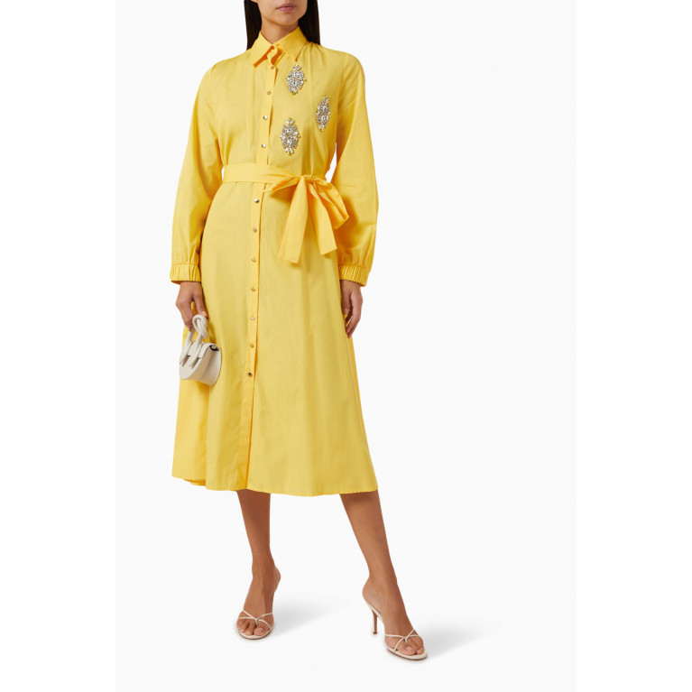 Serpil - Tie-up Shirt Midi Dress Yellow