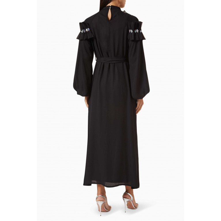 Serpil - Belted Maxi Dress in Polyester Black