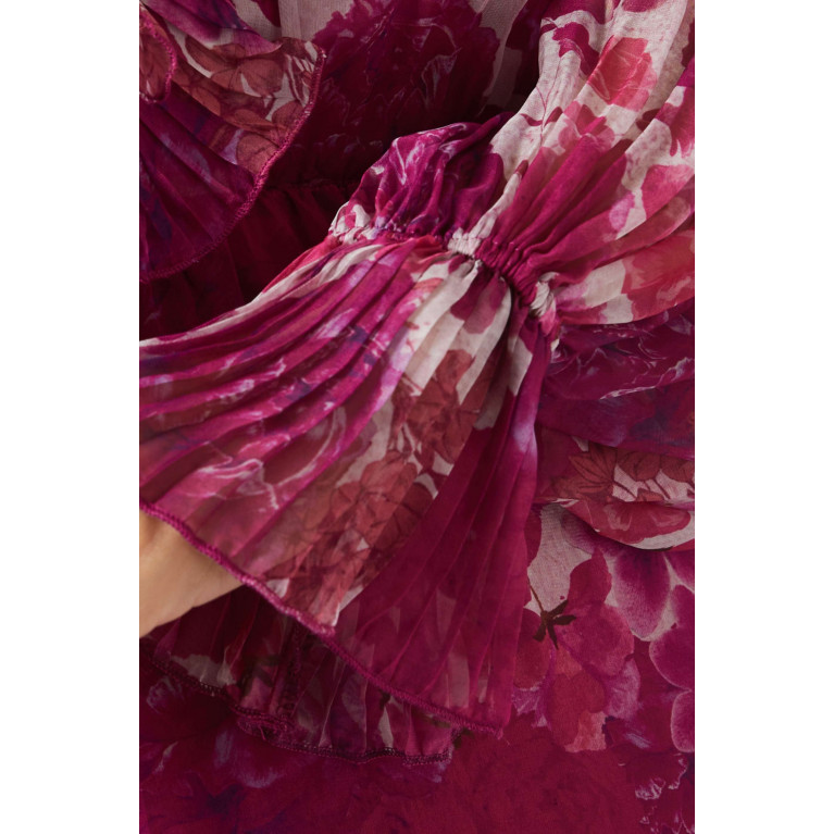 Serpil - Frill-trim Tiered Midi Dress Purple