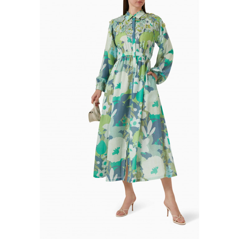 Kalico - Gardenia-A Printed Dress in Poly-linen