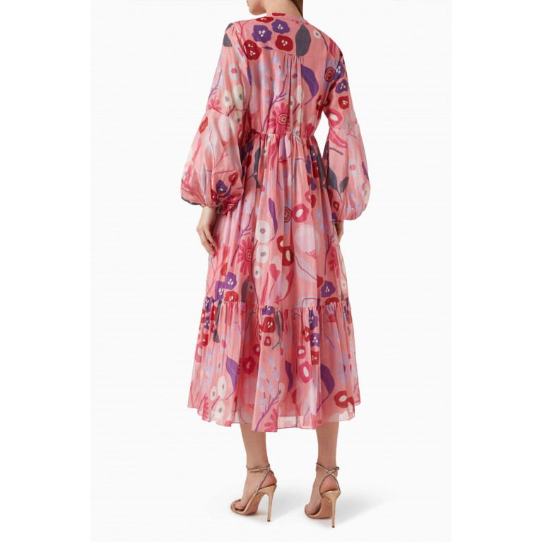 Kalico - Hibiscus-A Printed Dress in Cotton-silk