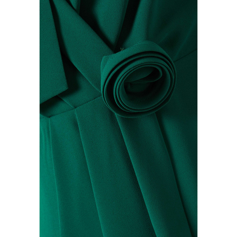 Setre - 3D Floral Appliqué Midi Dress Green