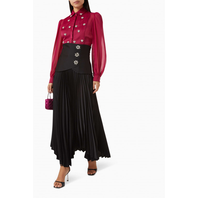 Serpil - Embellished Pleated Skirt Black