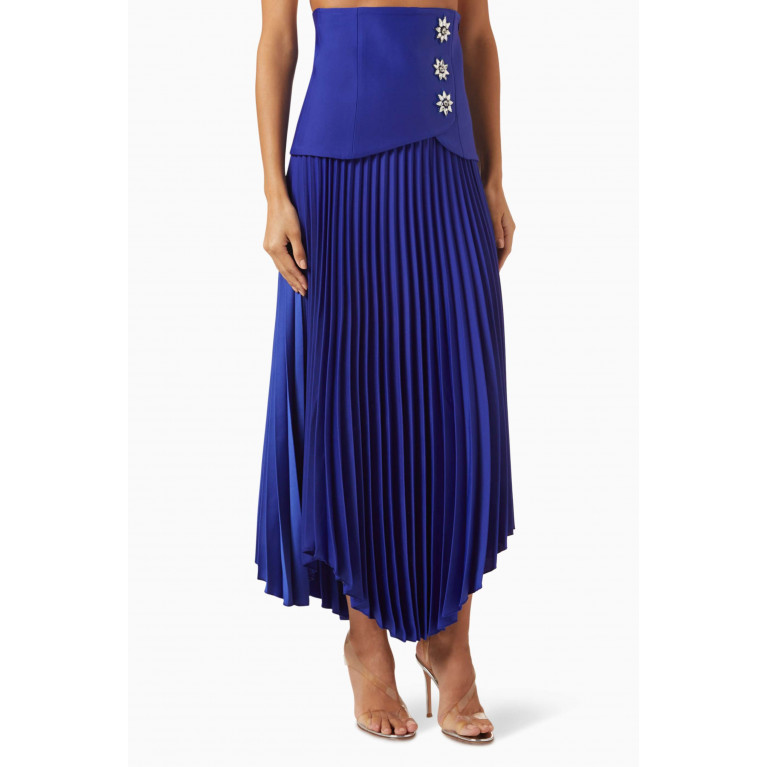 Serpil - Embellished Pleated Skirt Blue