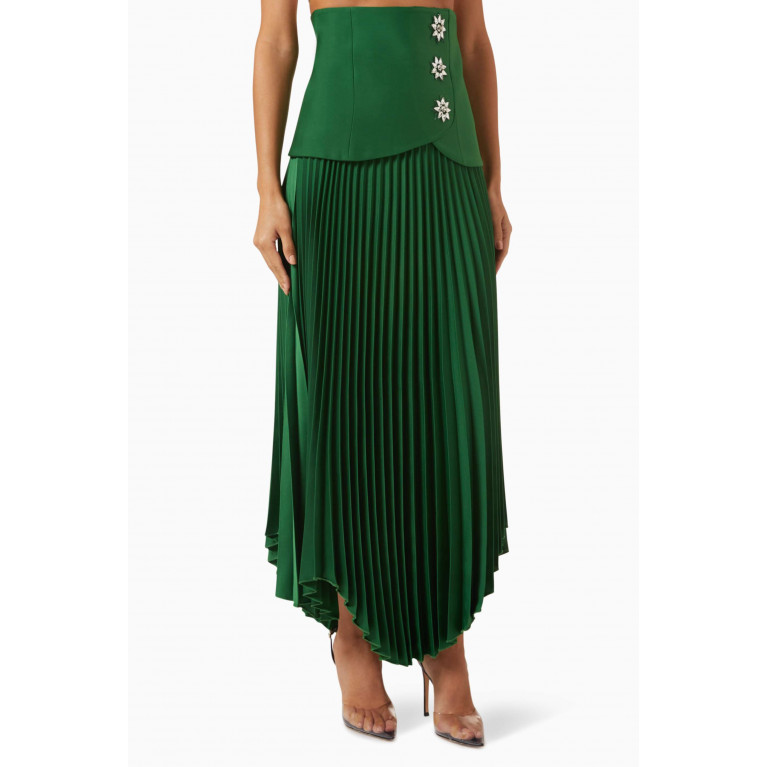 Serpil - Embellished Pleated Skirt Green