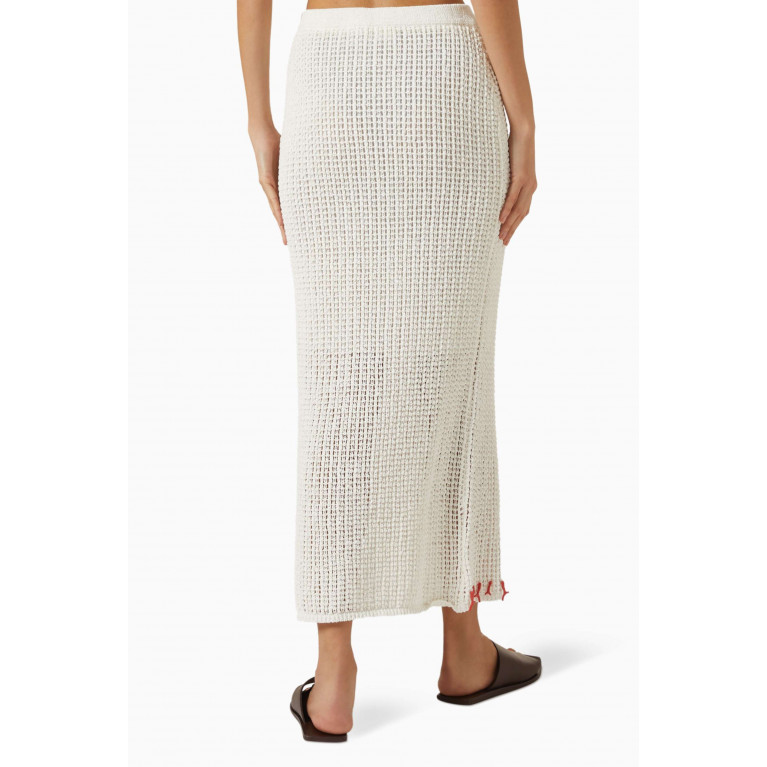 Reina Olga - Coral Open-knit Skirt in Cotton Blend