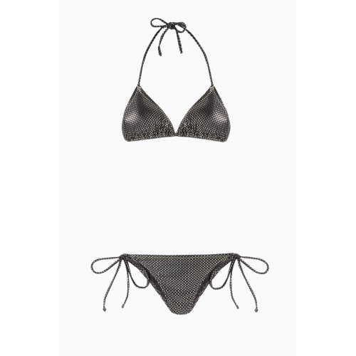 Reina Olga - Miami Two-piece Bikini Set in Stretch Lamé Black