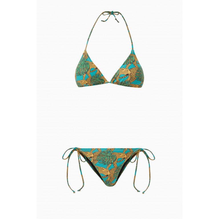 Reina Olga - Miami Two-piece Bikini Set in Stretch Lamé Green