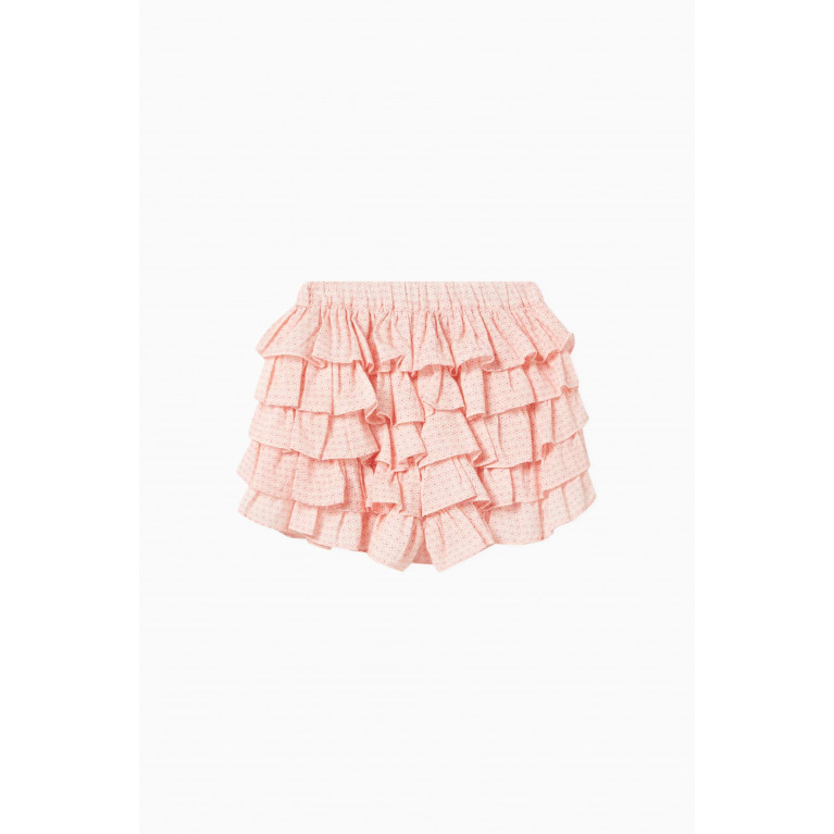 Raspberry Plum - Kayla Floral-print Ruffled Shorts in Cotton