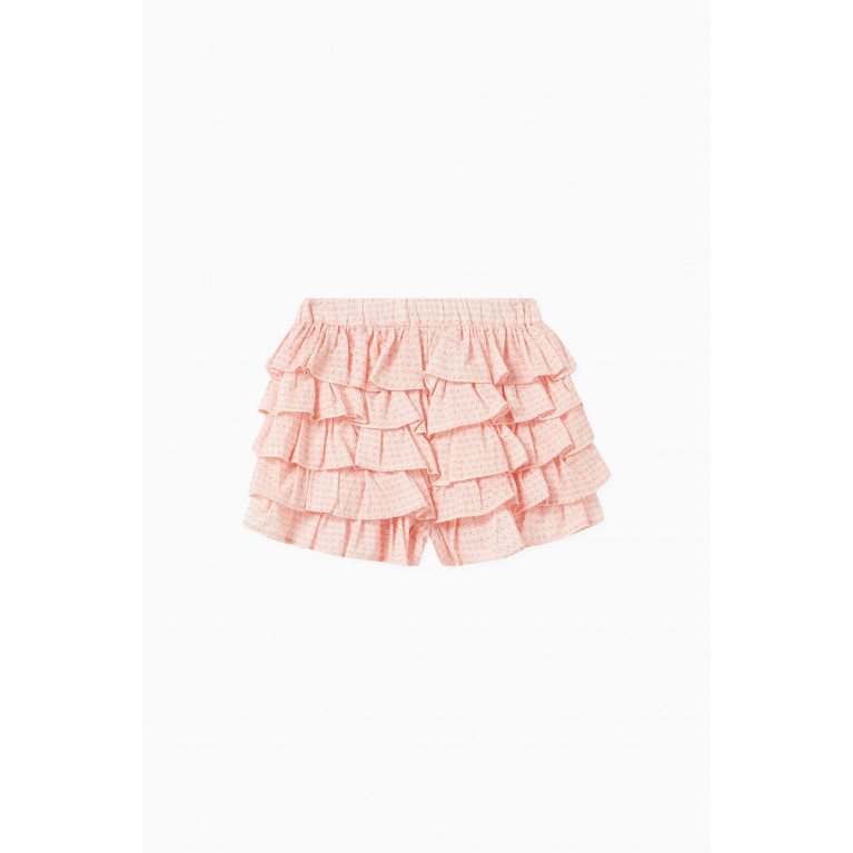 Raspberry Plum - Kayla Floral-print Ruffled Shorts in Cotton