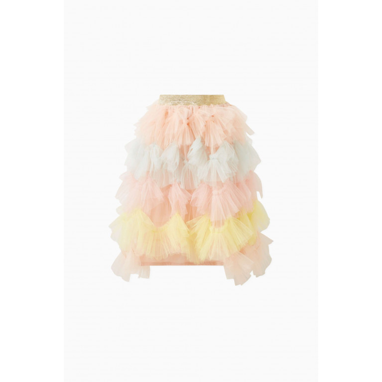 Raspberry Plum - Nena Ruffled Midi Skirt in Tulle
