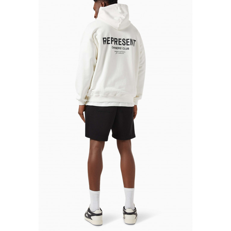 Represent - Owners Club Logo Hoodie in Loopback Jersey White