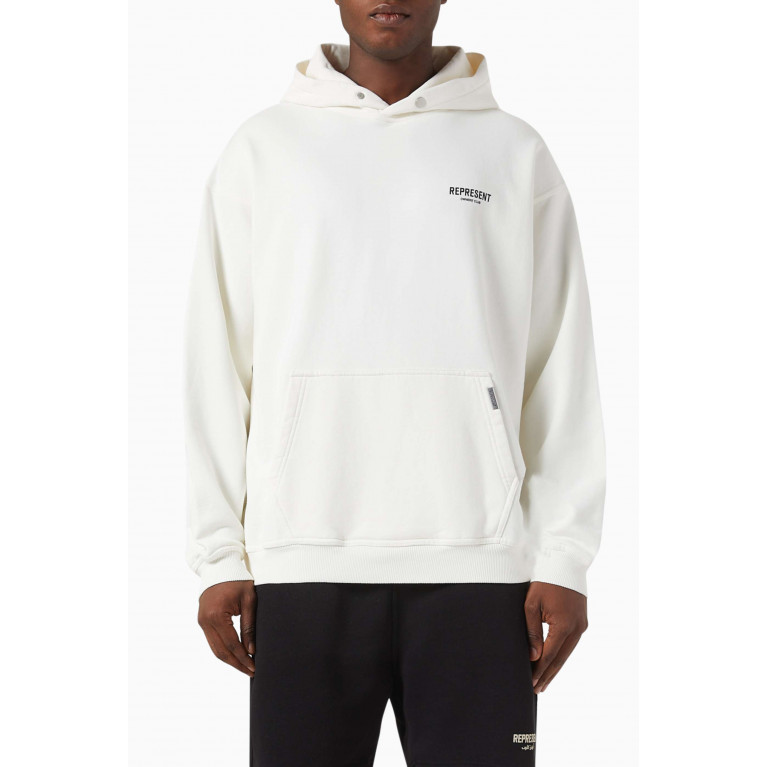 Represent - Owners Club Logo Hoodie in Loopback Jersey White