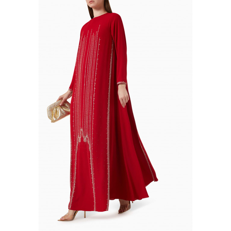 Amal Al Raisi - Embroidered Maxi Dress in Crepe Chiffon