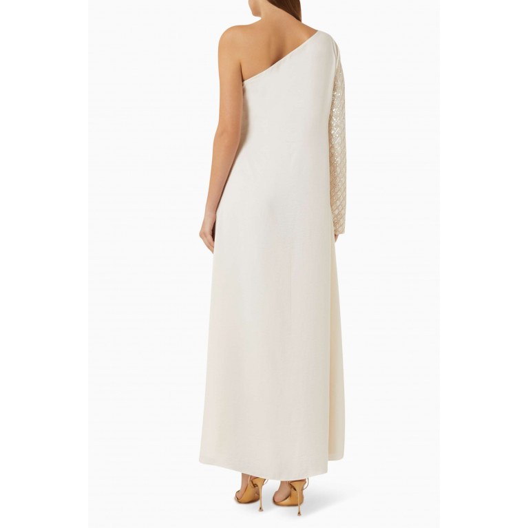Hessa Falasi - One-shoulder Dress in Silk & Beaded Lace