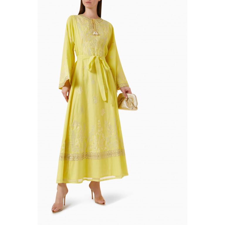 Anita Dongre - Embroidered Belted Kaftan in Chanderi Fabric