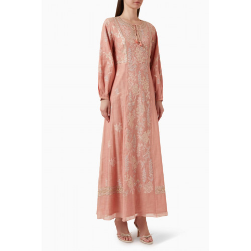 Anita Dongre - Floral-embroidered Kaftan in Chanderi Fabric