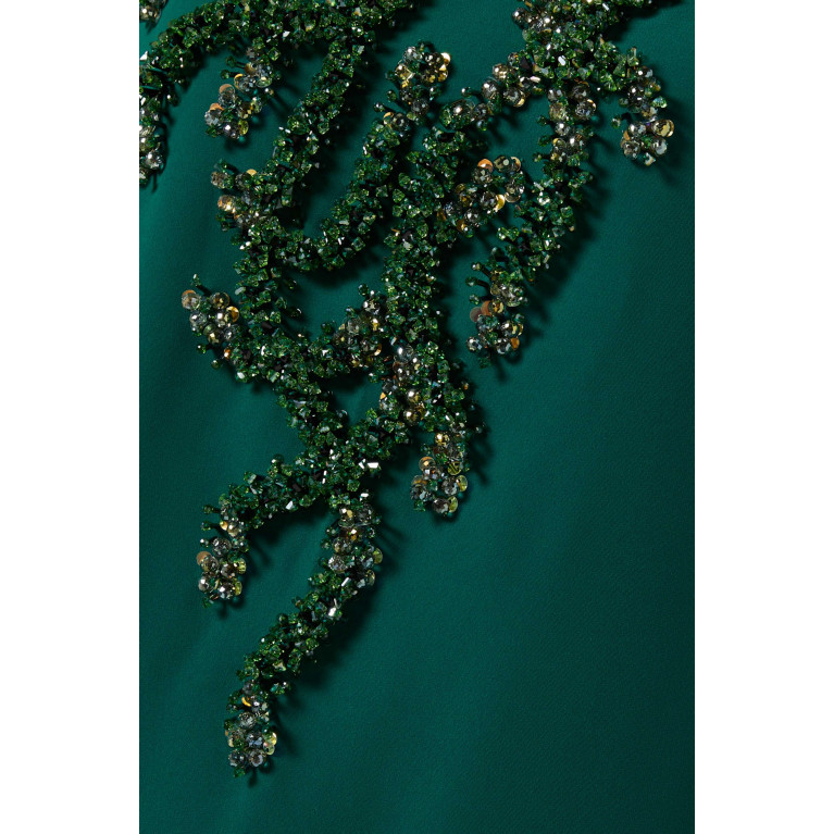 Ruya - 3D Bead-embellished Kaftan in Crepe Green