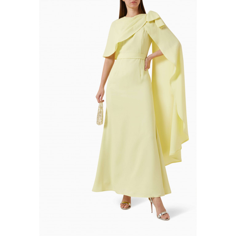 Amri - Cape Belted Maxi Dress Yellow