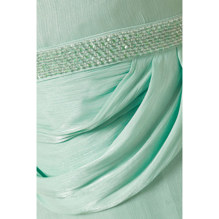 Amri - Embellished Cold-shoulder Maxi Dress Green