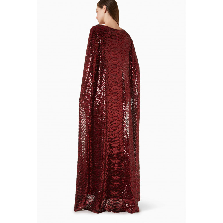 Amri - Sequin-embellished Cape Dress Red