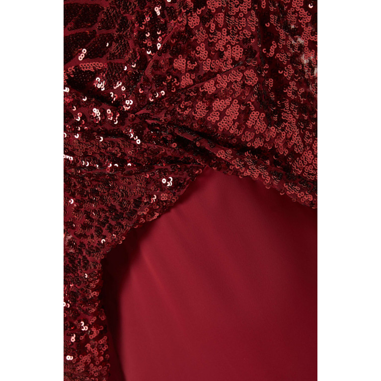 Amri - Sequin-embellished Cape Dress Red