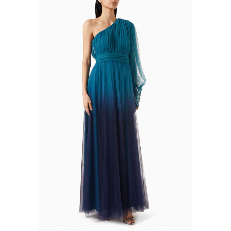 NASS - One-shoulder Ombré Dress Blue