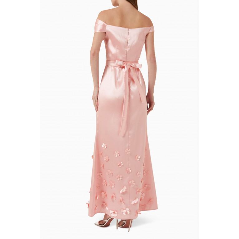 NASS - One-Shoulder Flower Maxi Dress in Mikado Pink