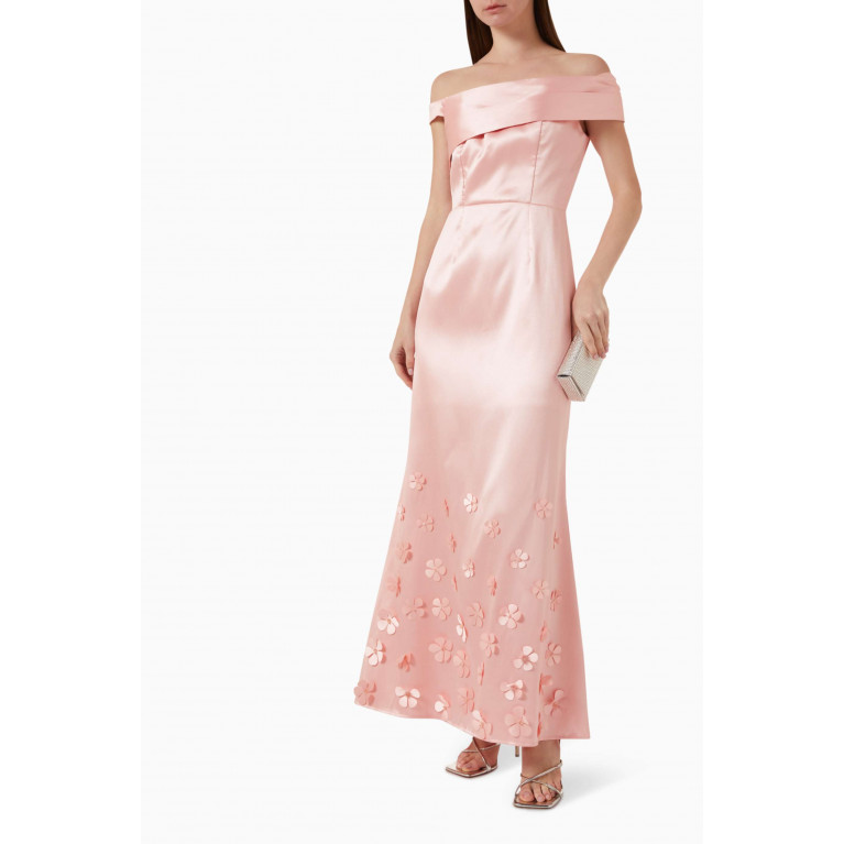 NASS - One-Shoulder Flower Maxi Dress in Mikado Pink