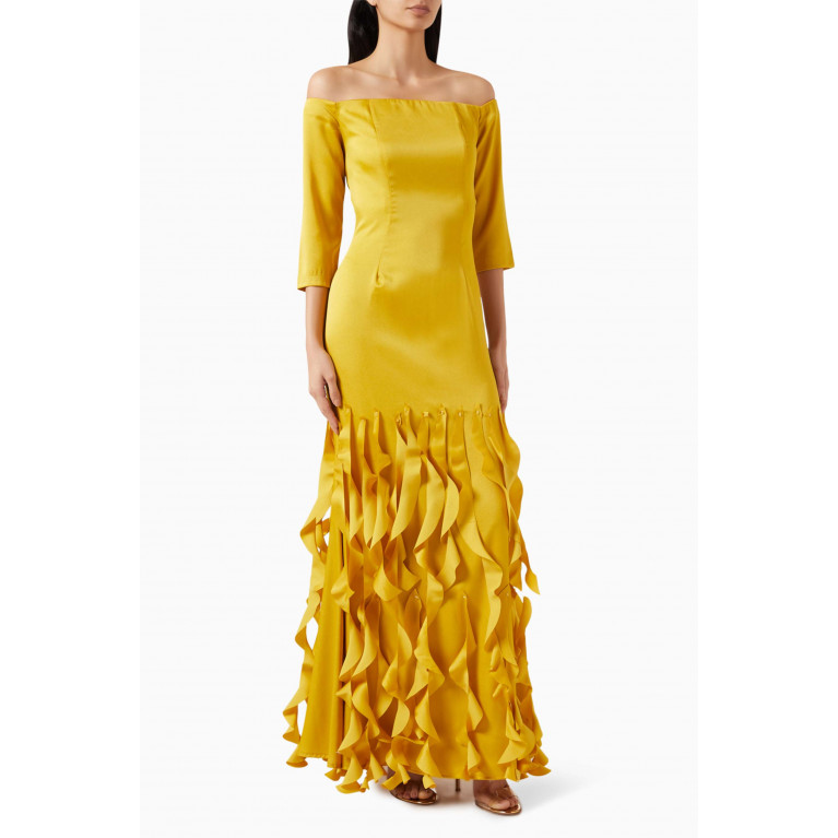 NASS - Tassel Maxi Dress in Candy Crepe Yellow