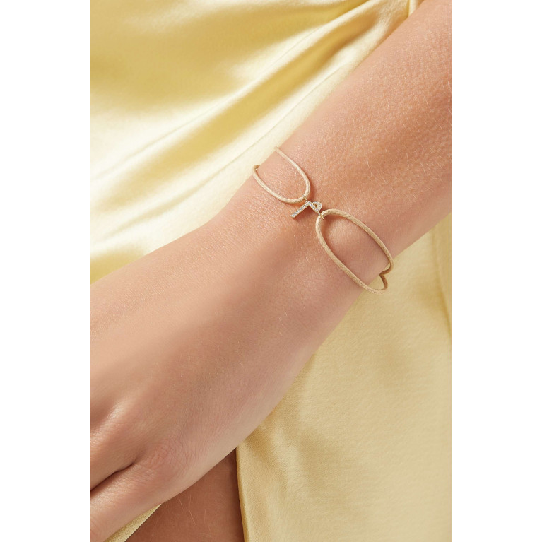 HIBA JABER - Diamond English Initial Thread Bracelet - Letter "M" in 18kt Yellow Gold