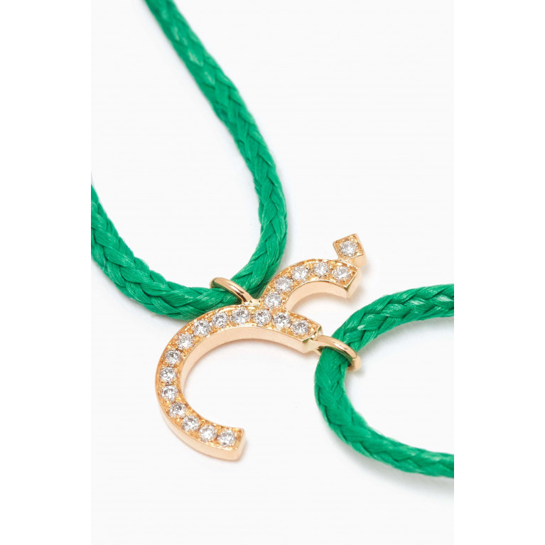 HIBA JABER - Diamond Arabic Initial Thread Bracelet - Letter "GHA" in 18kt Yellow Gold