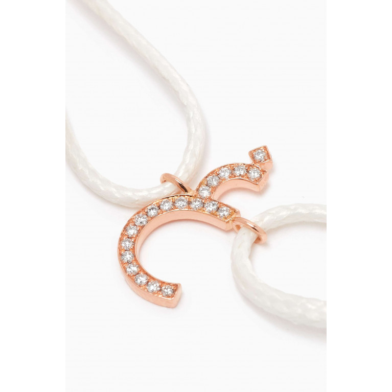 HIBA JABER - Diamond Arabic Initial Thread Bracelet - Letter "GHA" in 18kt Rose Gold