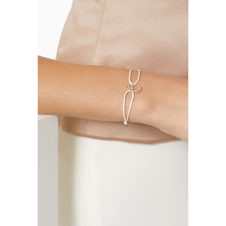 HIBA JABER - Diamond Arabic Initial Thread Bracelet - Letter "GHA" in 18kt Rose Gold