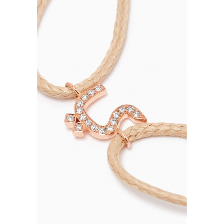 HIBA JABER - Diamond English Initial Thread Bracelet - Letter "Y" in 18kt Rose Gold