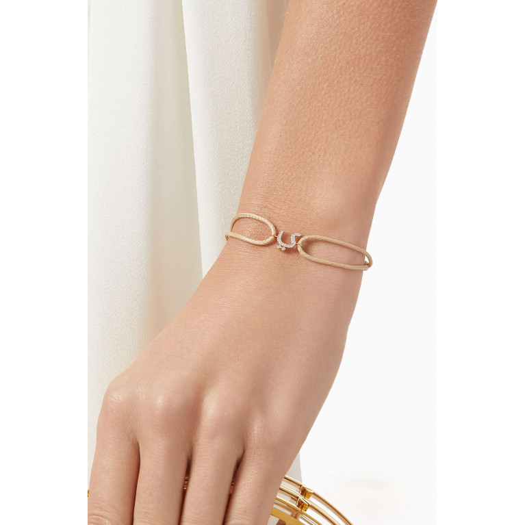 HIBA JABER - Diamond English Initial Thread Bracelet - Letter "Y" in 18kt Rose Gold