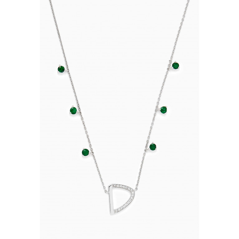 HIBA JABER - Intertwined Initial Letters "D/DAL" Necklace in 18k White Gold