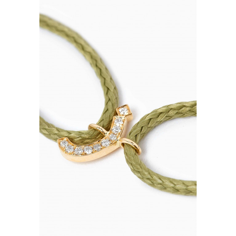HIBA JABER - Diamond Arabic Initial Thread Bracelet - Letter "Z" in 18kt Yellow Gold Brown