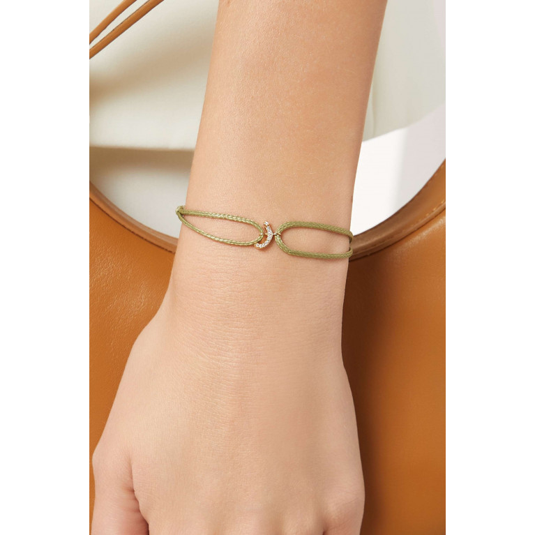 HIBA JABER - Diamond Arabic Initial Thread Bracelet - Letter "Z" in 18kt Yellow Gold Brown