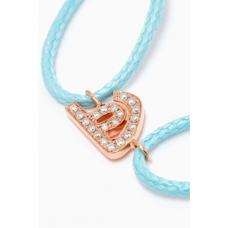 HIBA JABER - Diamond English Initial Thread Bracelet - Letter "H" in 18kt Rose Gold