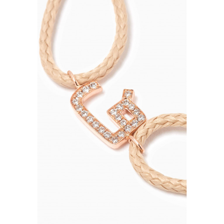 HIBA JABER - Diamond English Initial Thread Bracelet - Letter "F" in 18kt Rose Gold Neutral
