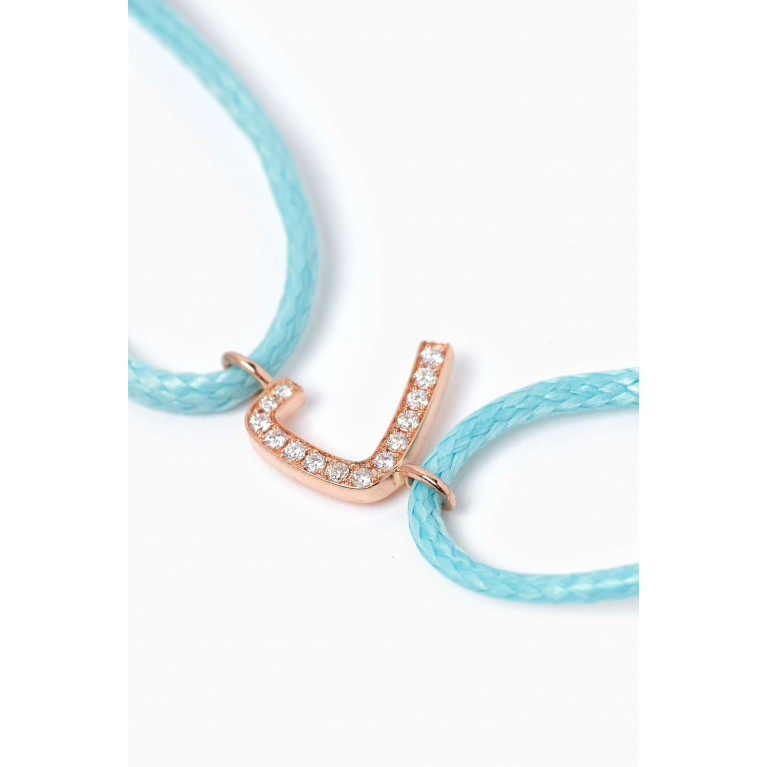 HIBA JABER - Diamond Arabic Initial Thread Bracelet, Letter 'D' in 18kt Rose Gold