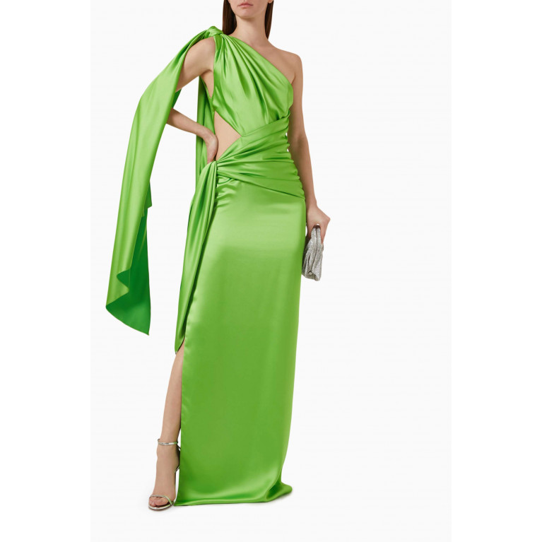 Özgür Masur - One-shoulder Asymmetrical Maxi Dress in Satin