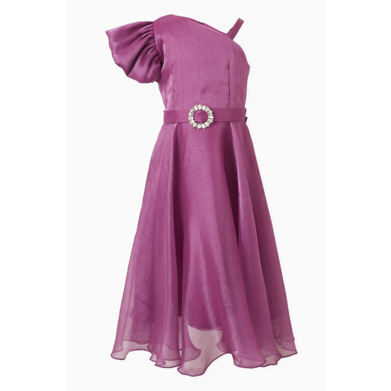 NASS - One-shoulder Belted Dress Purple